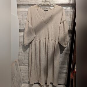 zara Beige V-Neck Midi Dress Size Large